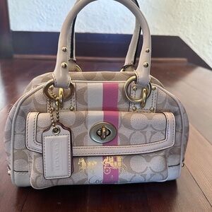 Coach Cream and Pink Satchel Bag